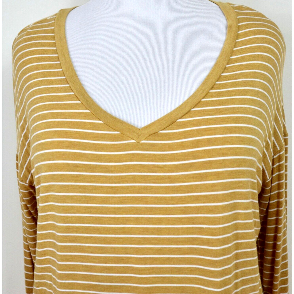 American Eagle Size S Soft & Sexy Long Sleeve Tee Striped Yellow White - Picture 7 of 10